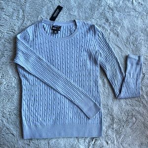 Light blue fitted ribbed sweater